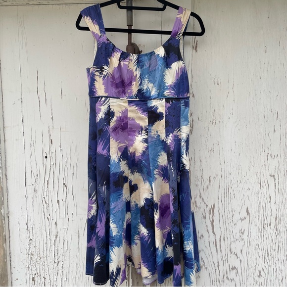 Maggy London Retro Empire Midi Dress Women’s Size 8 Blue Purple with Pockets - Picture 10 of 14